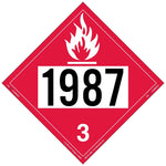 Labelmaster® Flammable Liquid Placard, UN 1987, Tag Board, 10.75" x 10.75", 25/Pack (ZT2-1987)