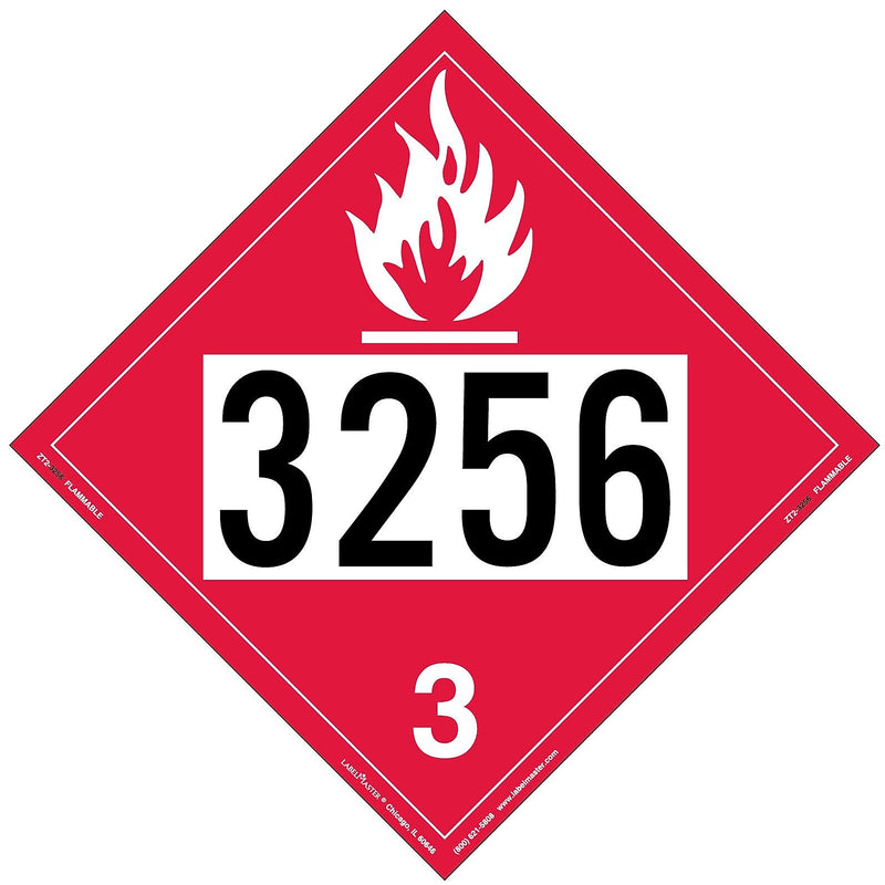 Labelmaster® Flammable Liquid Placard, UN 3256, Tag Board, 10.75" x 10.75", 25/Pack (ZT2-3256)