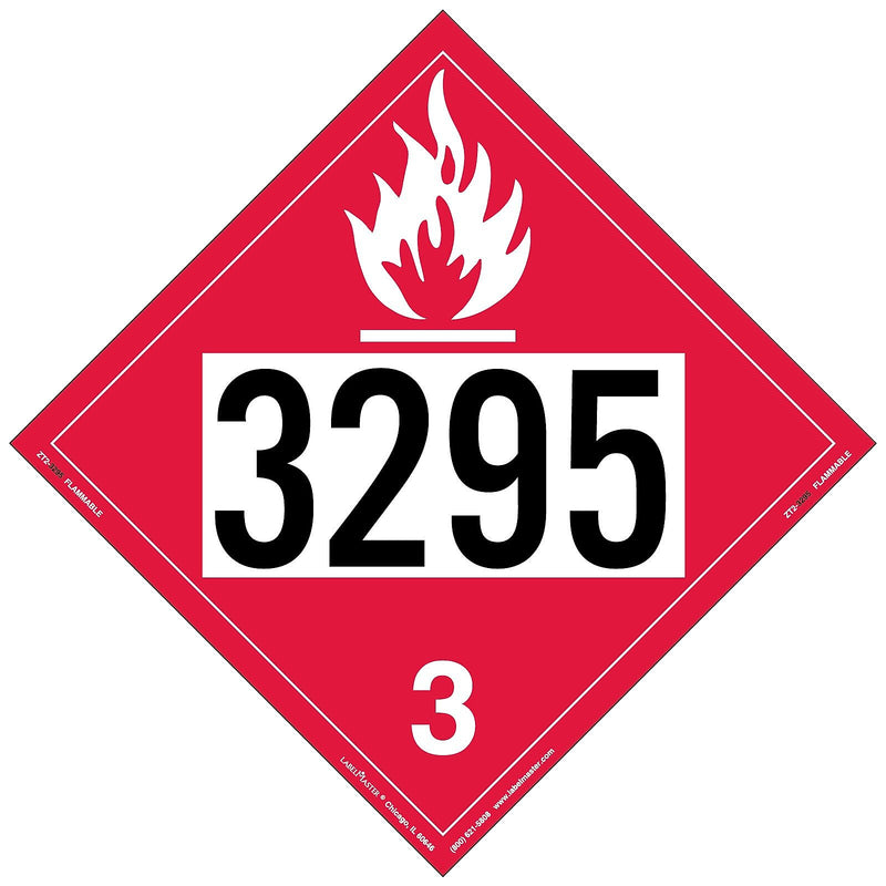 Labelmaster® Flammable Liquid Placard, UN 3295, Tag Board, 10.75" x 10.75", 25/Pack (ZT2-3295)