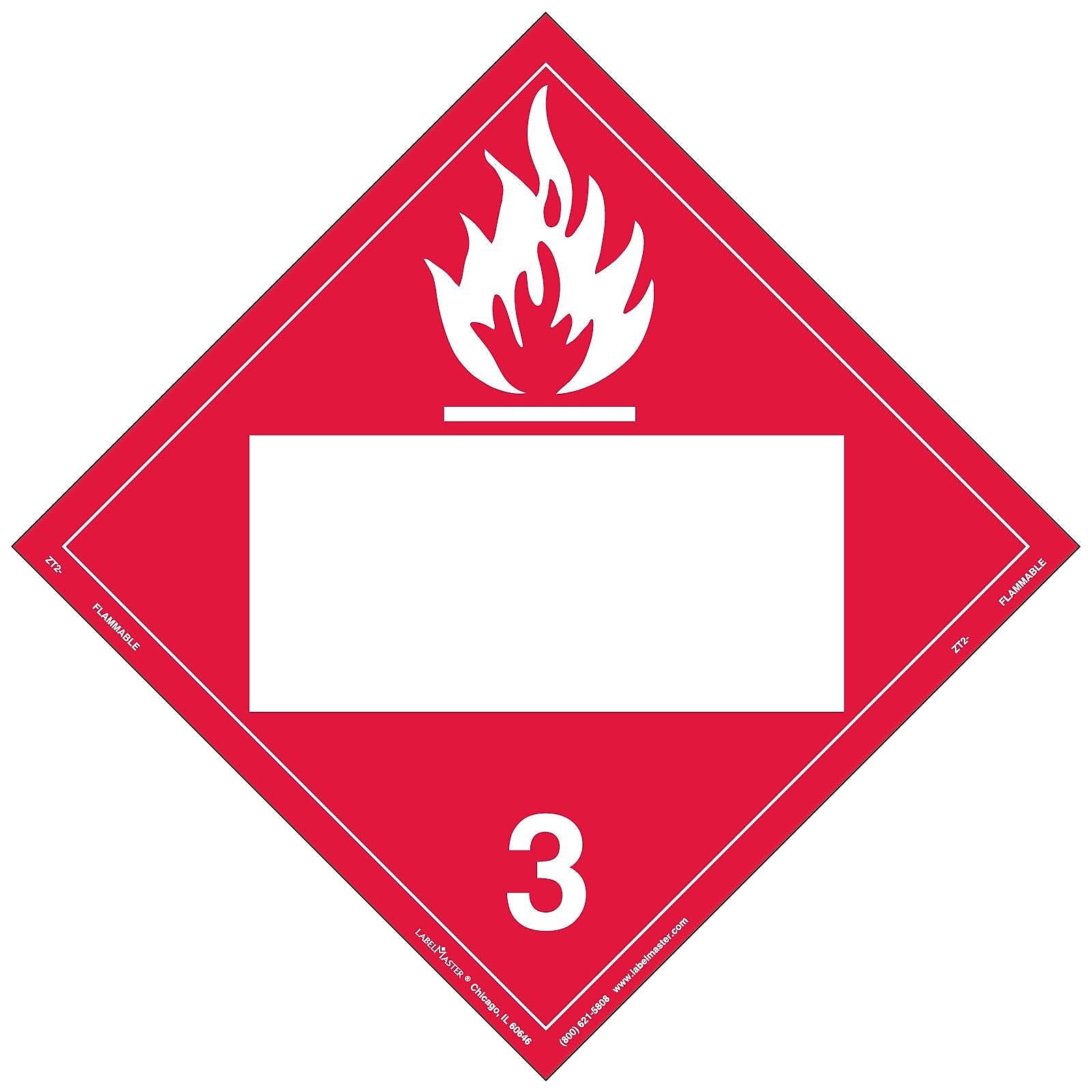 Labelmaster® Flammable Liquid Placard, Blank, Tag Board, 10.75" x 10.75", 25/Pack (ZT2)