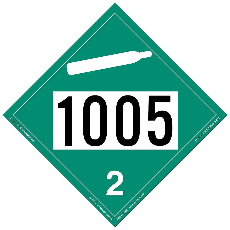 Labelmaster® Non-Flammable Gas Placard, UN 1005, Tag Board, 10.75" x 10.75", 25/Pack (ZT3-1005)