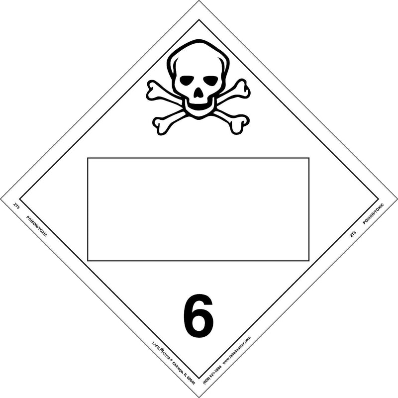 Labelmaster® Toxic Placard, Blank, Tag Board, 10.75" x 10.75", 25/Pack (ZT5)
