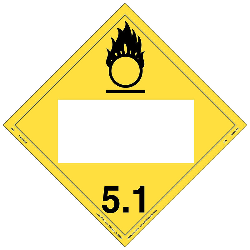 Labelmaster® Oxidizer Placard, Blank, Tag Board, 10.75" x 10.75", 25/Pack (ZT6)