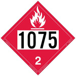 Labelmaster® Flammable Gas Placard, UN 1075, Tag Board, 10.75" x 10.75", 25/Pack (ZT8-1075)