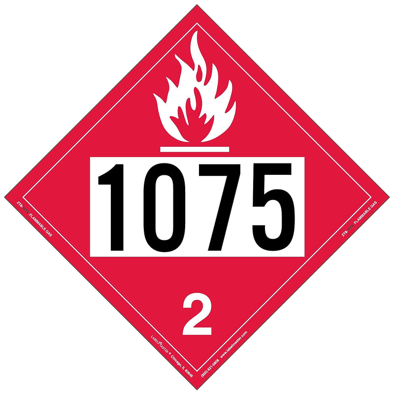 Labelmaster® Flammable Gas Placard, UN 1075, Tag Board, 10.75" x 10.75", 25/Pack (ZT8-1075)