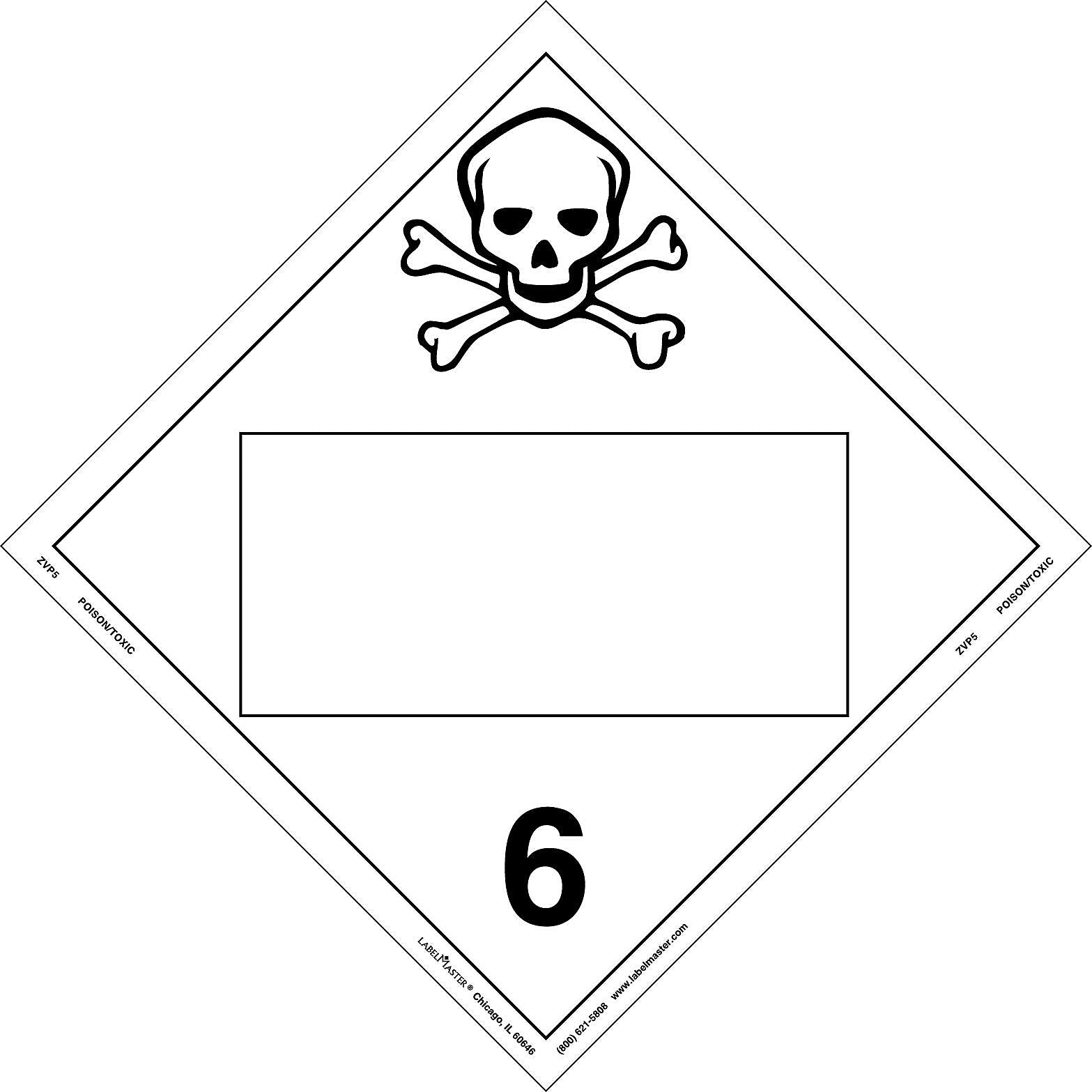 Labelmaster® Toxic Placard, Blank, Permanent Vinyl, 273mm x 273mm, 25/Pack (ZVP5)