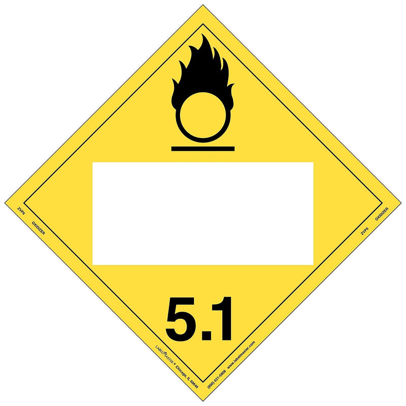 Labelmaster® Oxidizer Placard, Blank, Permanent Vinyl, 273mm x 273mm, 25/Pack (ZVP6)