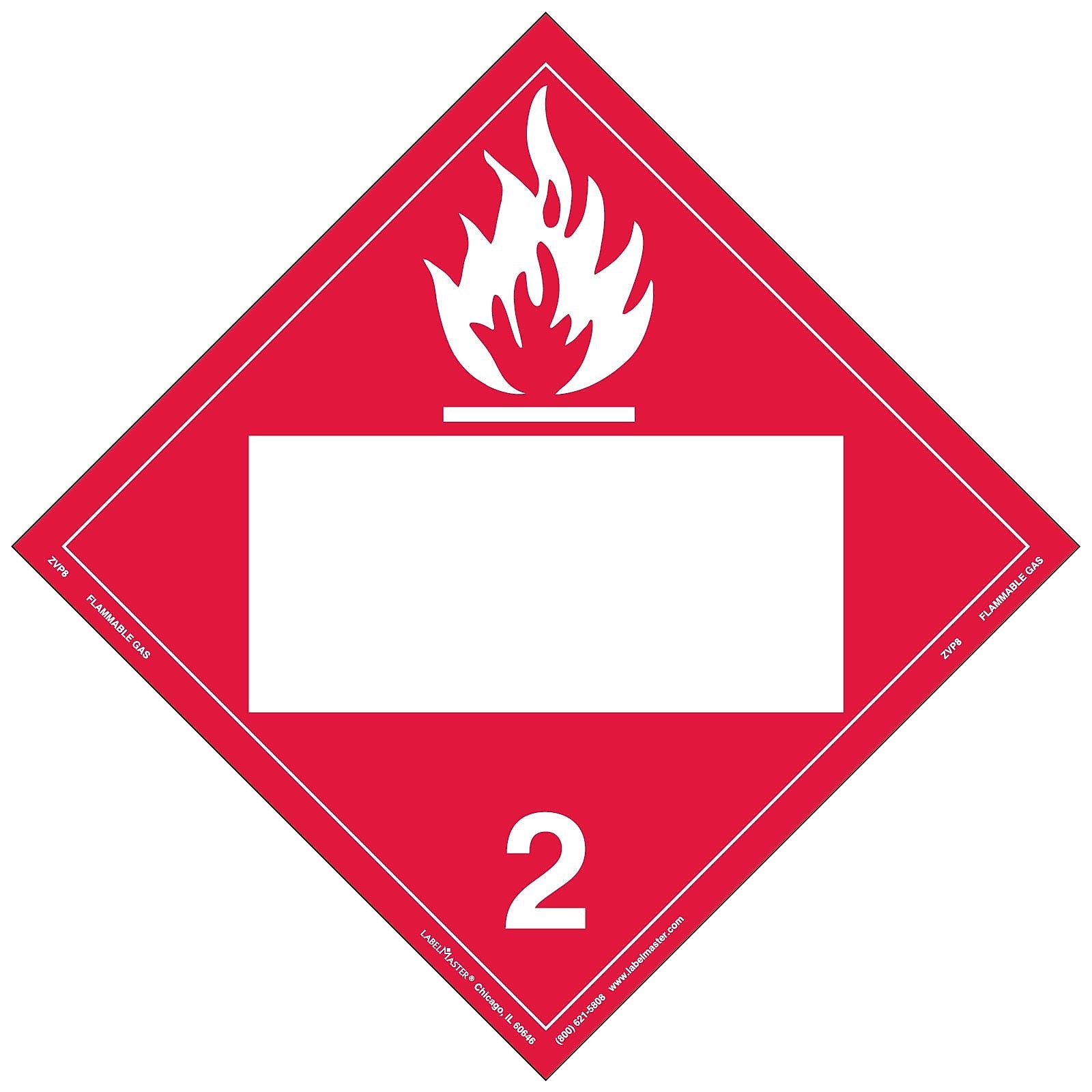 Labelmaster® Flammable Gas Placard, Blank, Permanent Vinyl, 273mm x 273mm, 25/Pack (ZVP8)