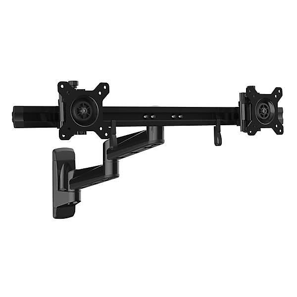 StarTech Wall Mount Dual Monitor Arm, Steel Adjustable, Up to 24", Black (ARMDUALWALL)