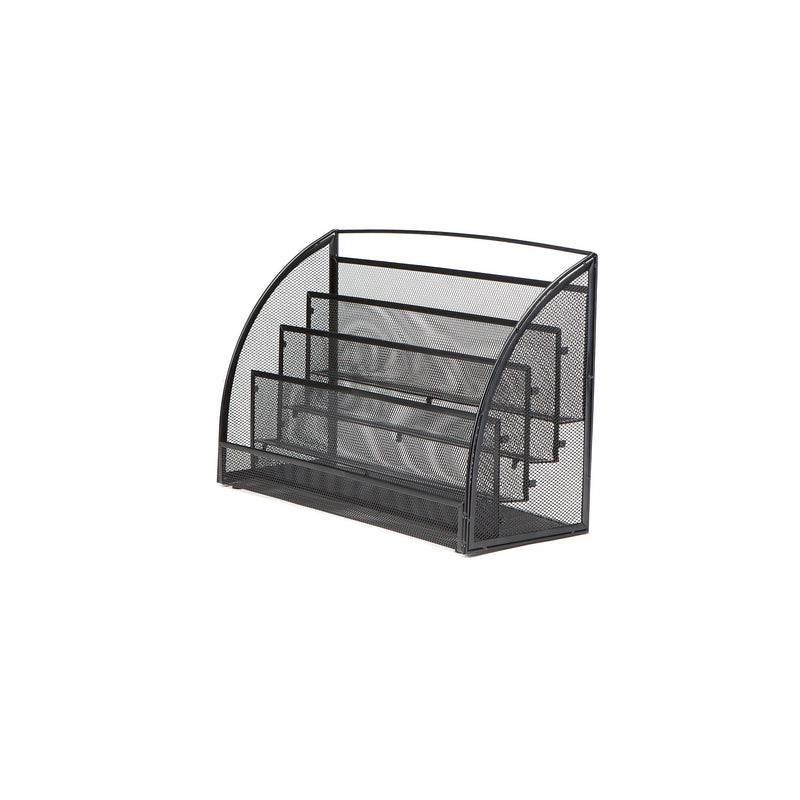 Mind Reader 4-Compartment Metal Mesh Magazine Rack, Black (MAGRACKSM-BLK)