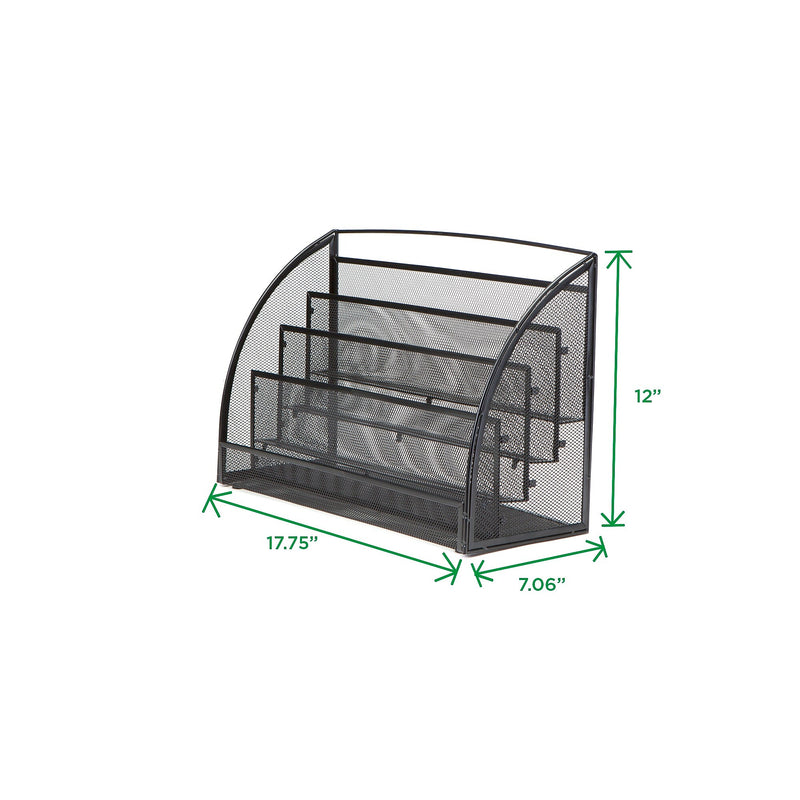 Mind Reader 4-Compartment Metal Mesh Magazine Rack, Black (MAGRACKSM-BLK)