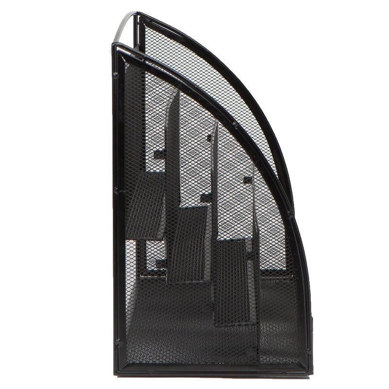 Mind Reader 4-Compartment Metal Mesh Magazine Rack, Black (MAGRACKSM-BLK)