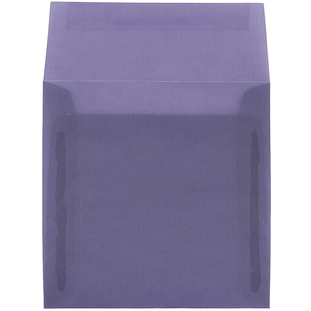 JAM Paper 5.5 x 5.5 Square Translucent Vellum Invitation Envelopes, Wisteria Purple, 25/Pack (PACV504)