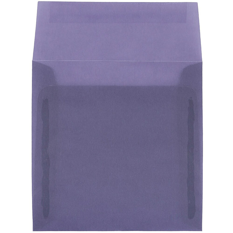 JAM Paper 5.5 x 5.5 Square Translucent Vellum Invitation Envelopes, Wisteria Purple, 25/Pack (PACV504)