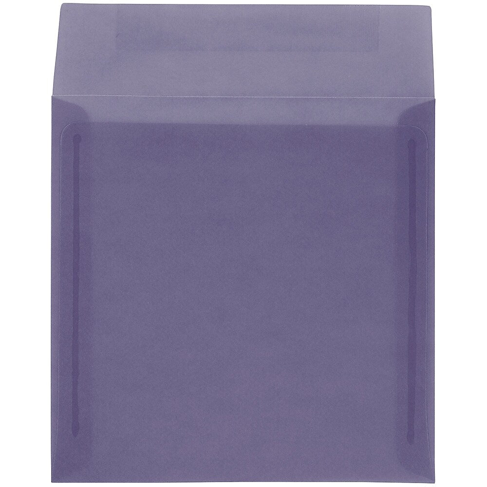 JAM Paper 8.5 x 8.5 Square Translucent Vellum Invitation Envelopes, Wisteria Purple, 25/Pack (1592157)