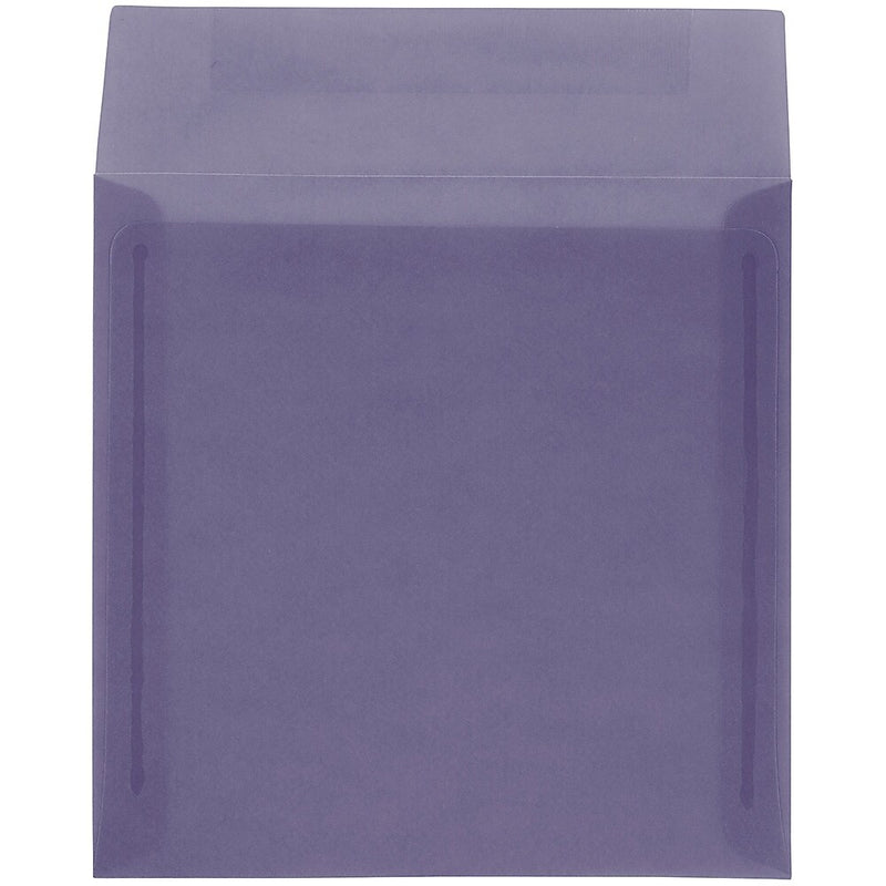 JAM Paper 8.5 x 8.5 Square Translucent Vellum Invitation Envelopes, Wisteria Purple, 25/Pack (1592157)