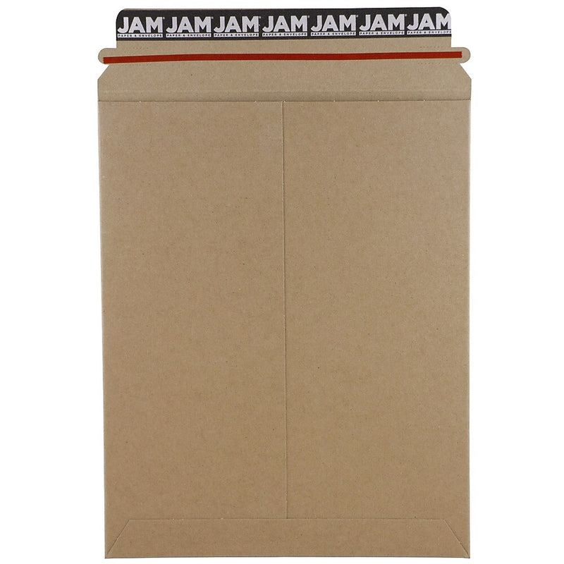 JAM Paper® Stay-Flat Photo Mailer Stiff Envelopes with Self-Adhesive Closure, 9 x 11.5, Brown Kraft, Sold Individually (8866643)