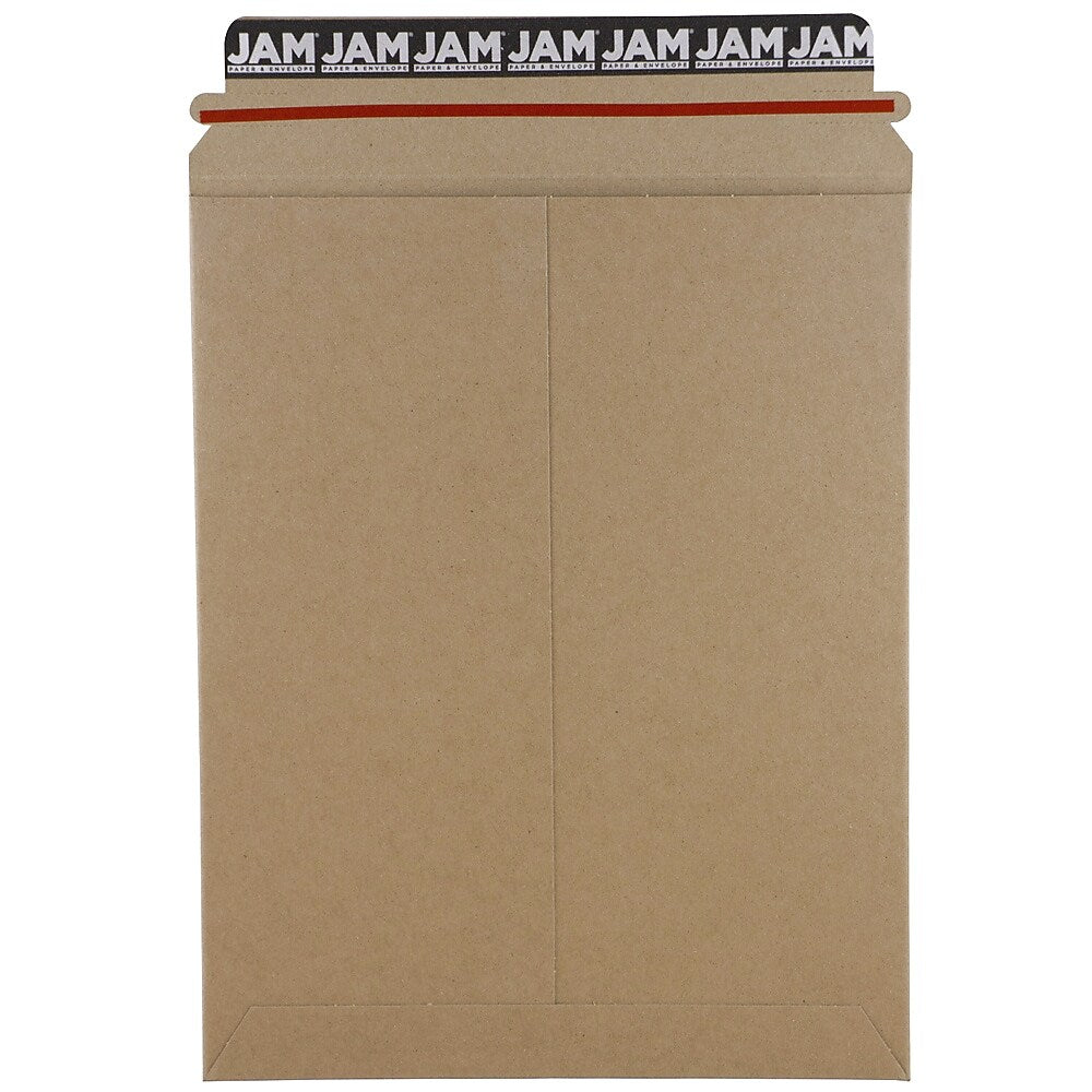 JAM Paper® Stay-Flat Photo Mailer Envelopes, 9 x 11.5, Brown Kraft, Self-Adhesive Closure, 6 Rigid Mailers/Pack (8866643B)