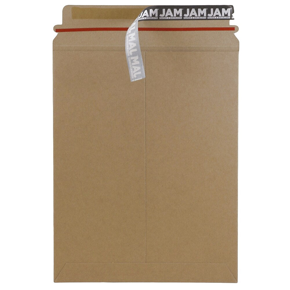 JAM Paper® Stay-Flat Photo Mailer Stiff Envelopes with Self-Adhesive Closure, 9 x 11.5, Brown Kraft, Sold Individually (8866643)