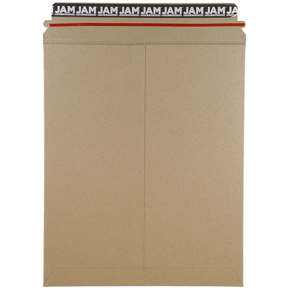JAM Paper® Stay-Flat Photo Mailer Envelopes, 11 x 13.5, Brown Kraft, Self-Adhesive Closure, Sold Individually (8866644)
