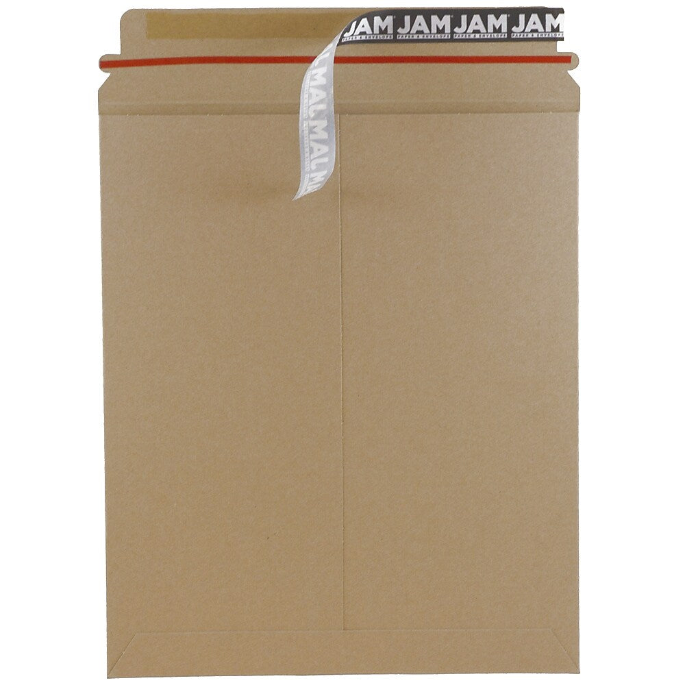 JAM Paper® Stay-Flat Photo Mailer Envelopes, 11 x 13.5, Brown Kraft, Self-Adhesive Closure, Sold Individually (8866644)