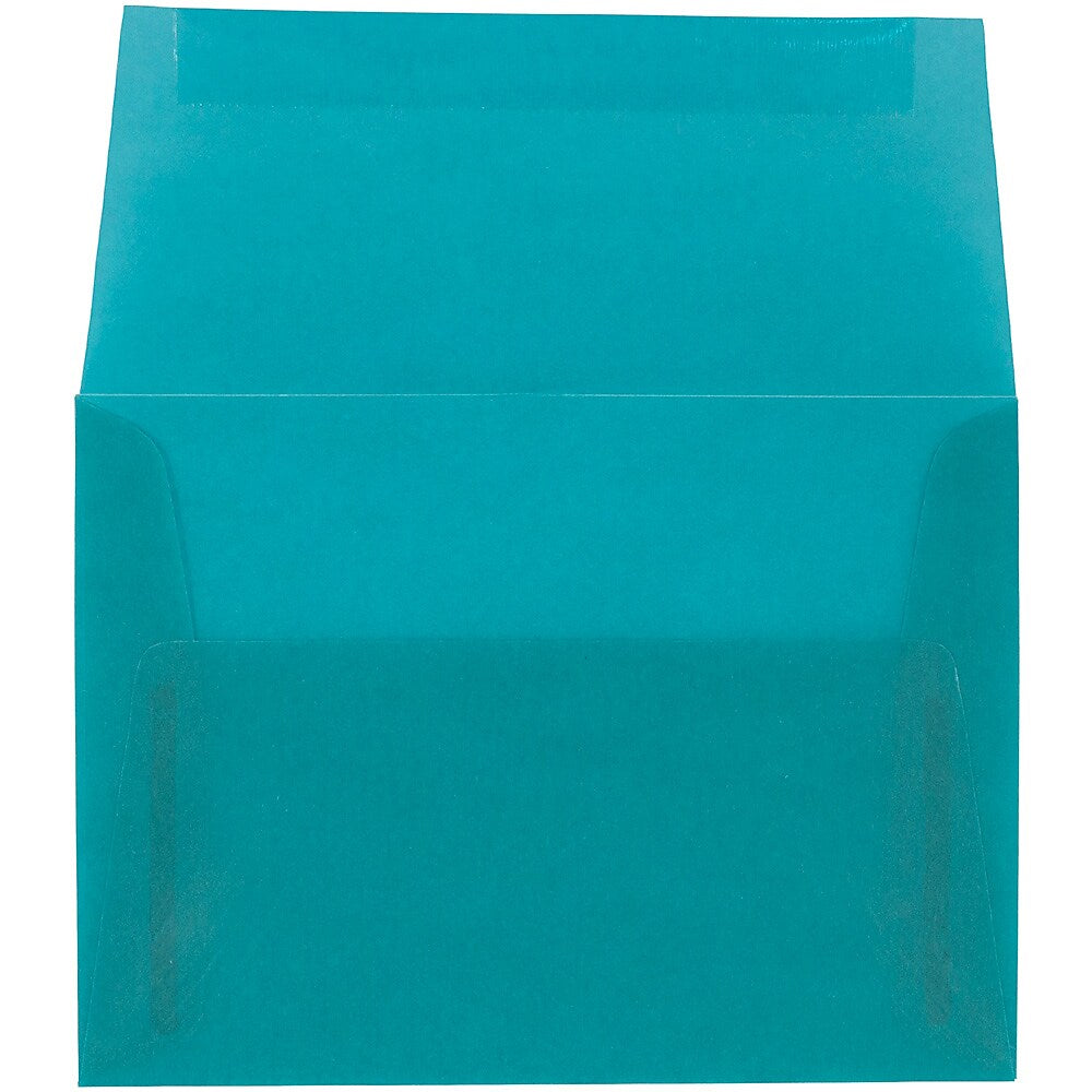 JAM Paper A6 Translucent Vellum Invitation Envelopes, 4.75 x 6.5, Aqua Blue, 25/Pack (PACV664)