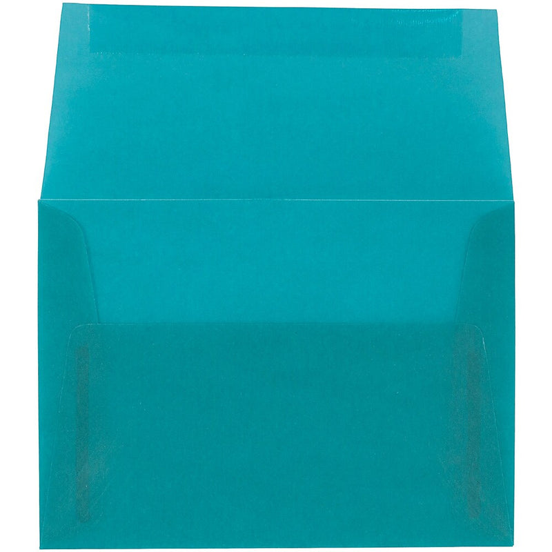 JAM Paper A6 Translucent Vellum Invitation Envelopes, 4.75 x 6.5, Aqua Blue, 25/Pack (PACV664)