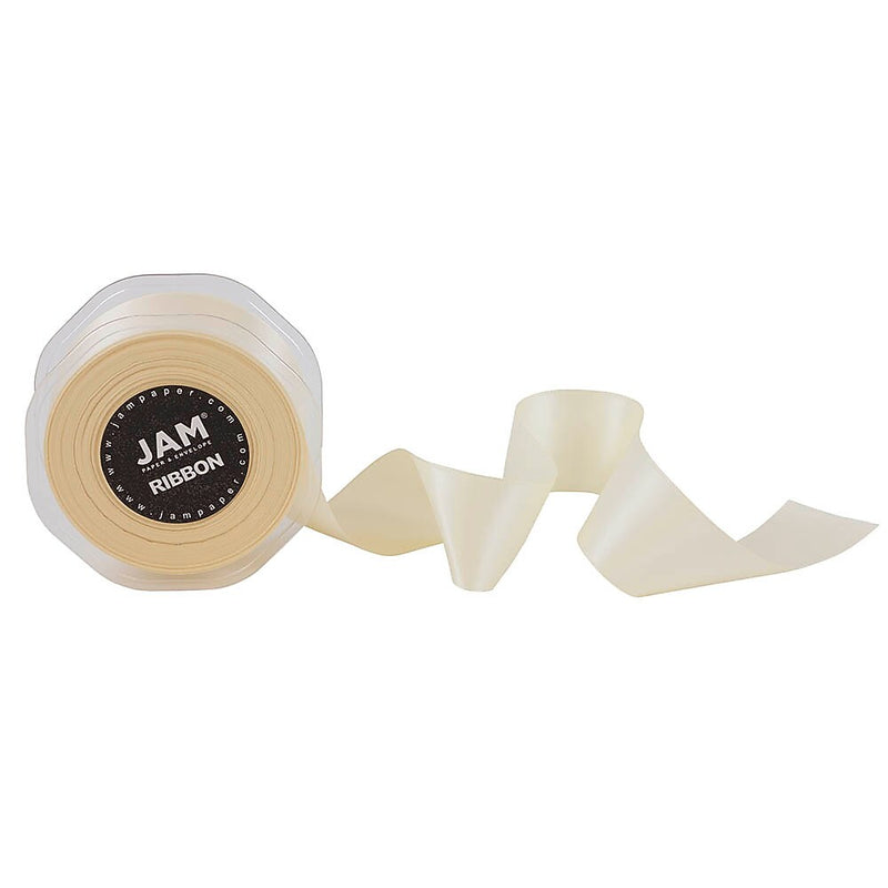 JAM Paper Double Faced Satin Ribbon, Ivory (808SAIV25)