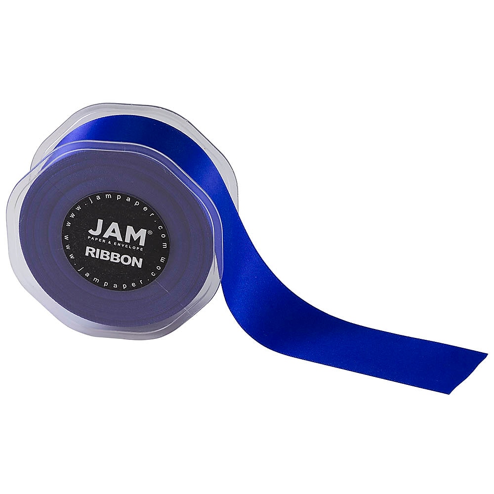 JAM Paper Double Faced Satin Ribbon, Royal Blue (808SAROBU25)