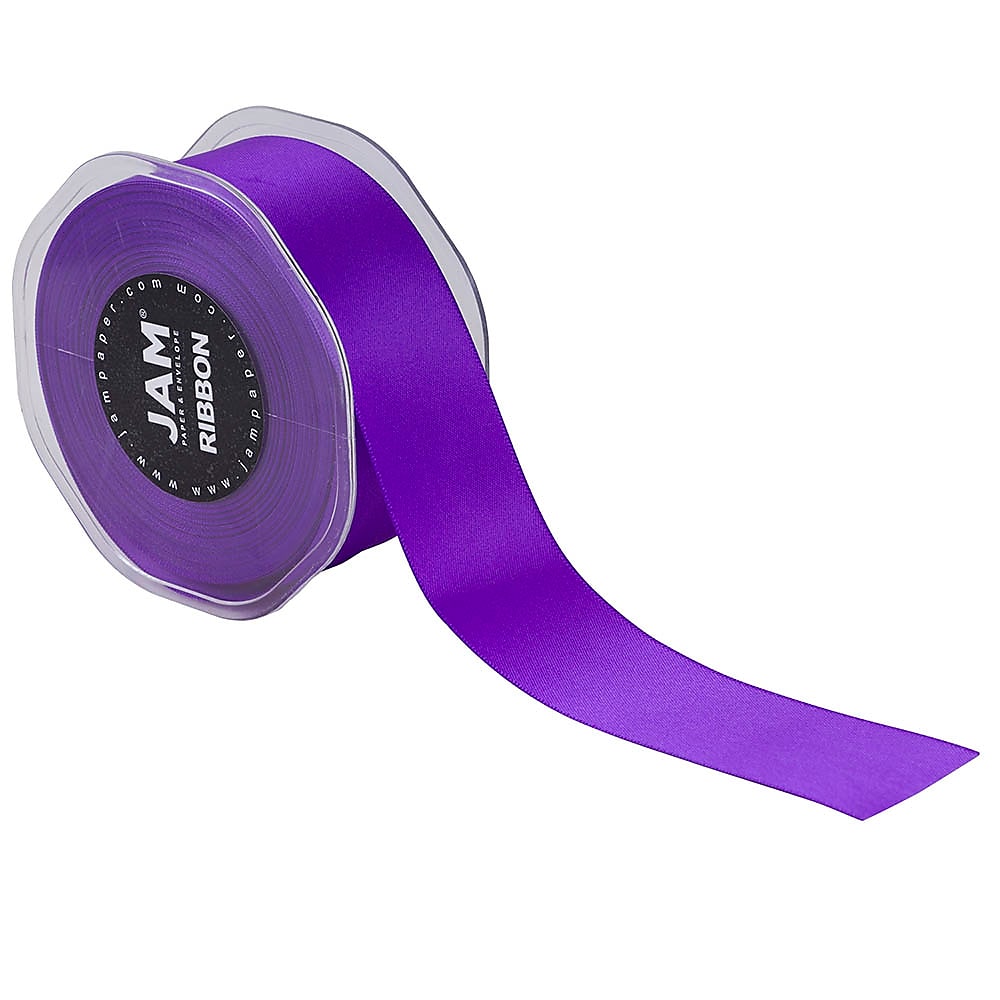 JAM Paper Double Faced Satin Ribbon, Purple (808SAPU25)