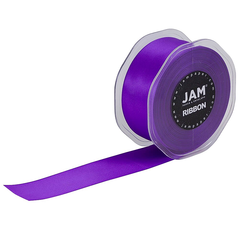 JAM Paper Double Faced Satin Ribbon, Purple (808SAPU25)