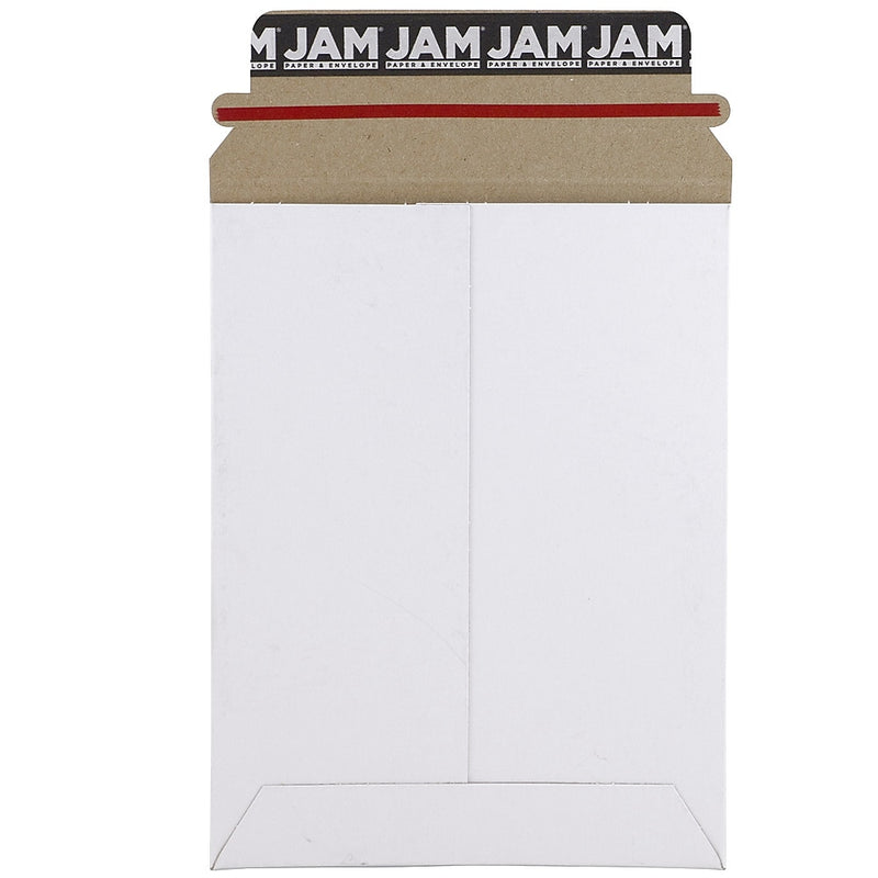 JAM Paper® Stay-Flat Photo Mailer Stiff Envelopes with Self-Adhesive Closure, 6 x 8, White, 6 Rigid Mailers/Pack (1PSWB)