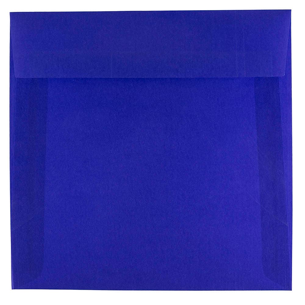 JAM Paper 6.5 x 6.5 Square Translucent Vellum Invitation Envelopes, Primary Blue, 25/Pack (PACV527)