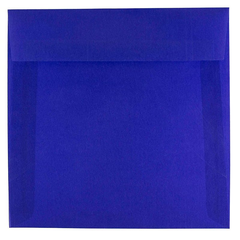 JAM Paper 6.5 x 6.5 Square Translucent Vellum Invitation Envelopes, Primary Blue, 25/Pack (PACV527)