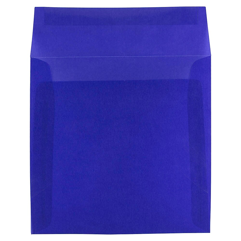JAM Paper 6.5 x 6.5 Square Translucent Vellum Invitation Envelopes, Primary Blue, 25/Pack (PACV527)