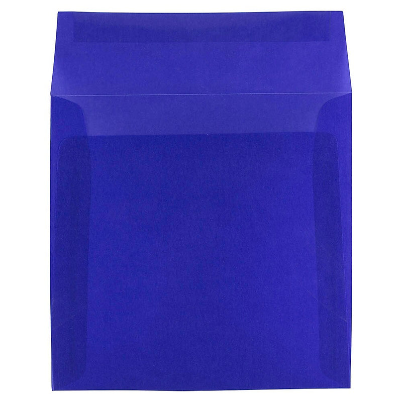 JAM Paper 6.5 x 6.5 Square Translucent Vellum Invitation Envelopes, Primary Blue, 25/Pack (PACV527)