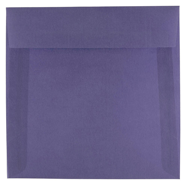 JAM Paper 6.5 x 6.5 Square Translucent Vellum Invitation Envelopes, Wisteria Purple, 25/Pack (1592113)
