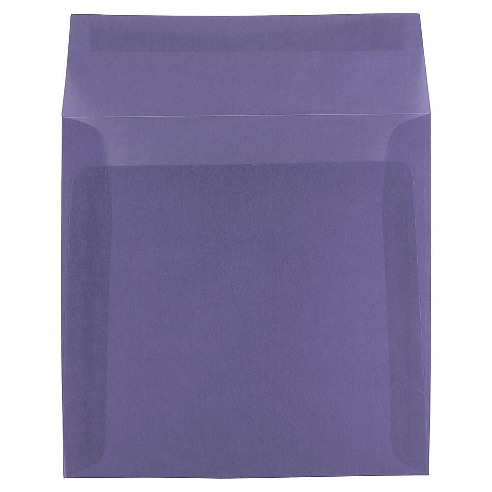 JAM Paper 6.5 x 6.5 Square Translucent Vellum Invitation Envelopes, Wisteria Purple, 25/Pack (1592113)