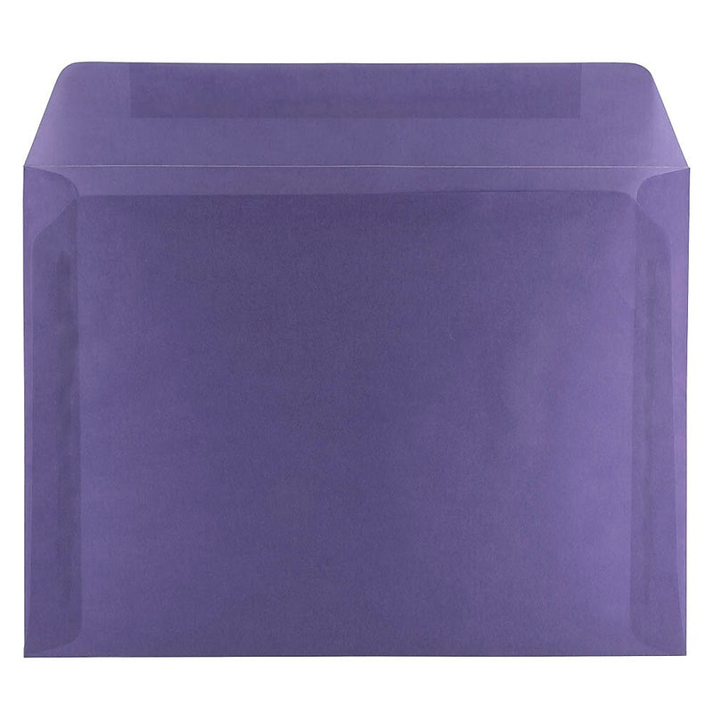 JAM Paper 9 x 12 Booklet Translucent Vellum Envelopes, Wisteria Purple, 25/Pack (1592177)