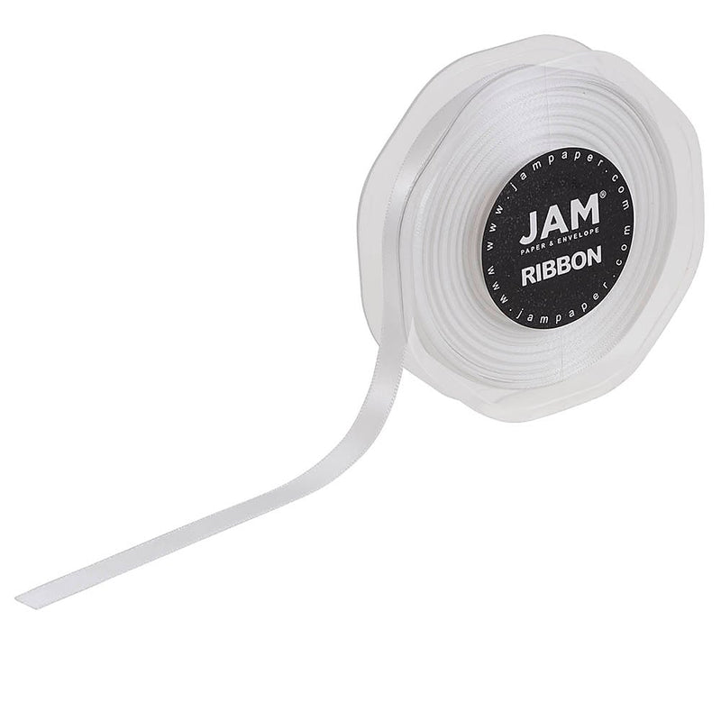 JAM Paper Double Faced Satin Ribbon, White (803SAWH25)