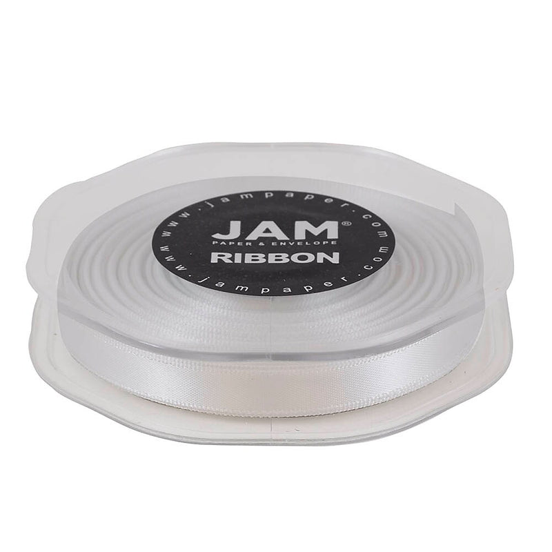 JAM Paper Double Faced Satin Ribbon, White (803SAWH25)