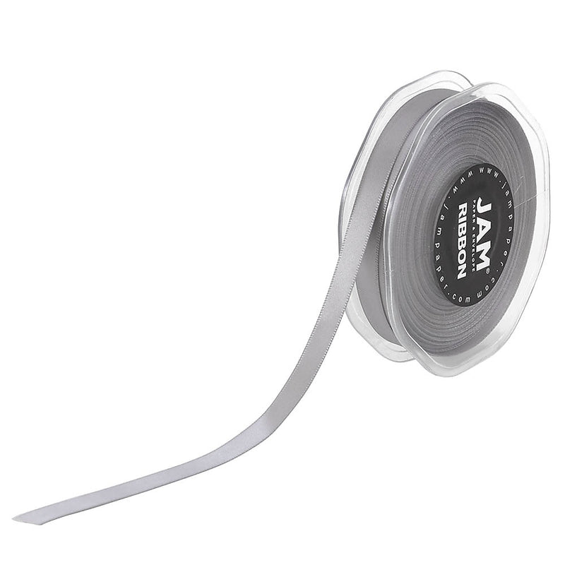 JAM Paper Double Faced Satin Ribbon, Silver (803SASI25)