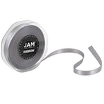 JAM Paper Double Faced Satin Ribbon, Silver (803SASI25)