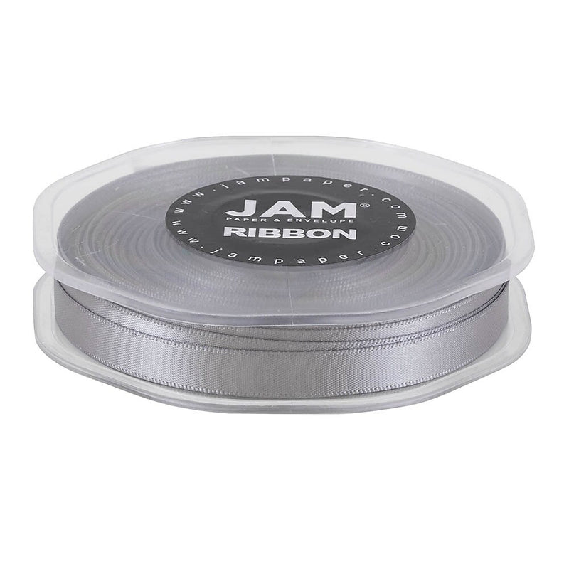 JAM Paper Double Faced Satin Ribbon, Silver (803SASI25)