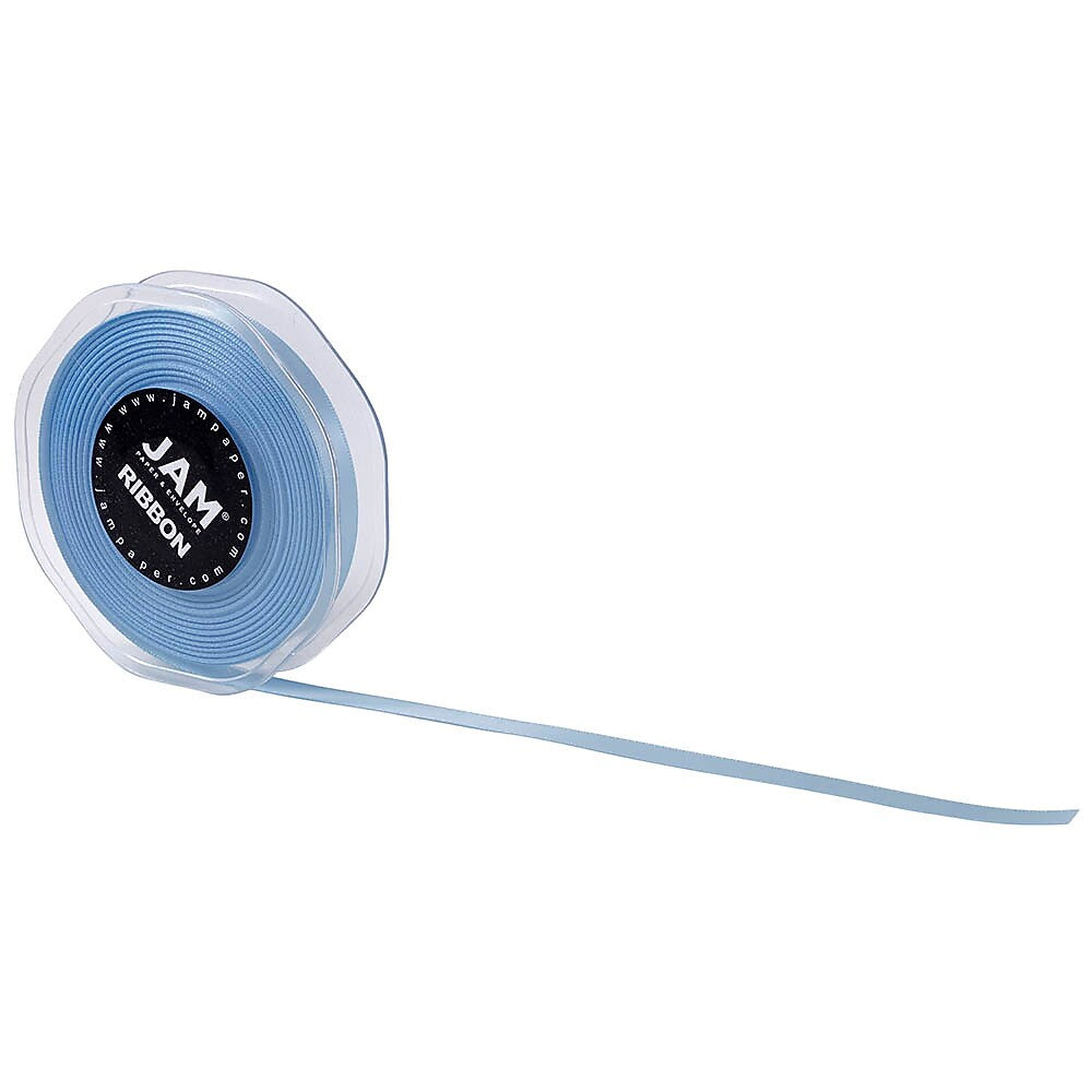 JAM Paper Double Faced Satin Ribbon, Baby Blue (803SALTBU25)