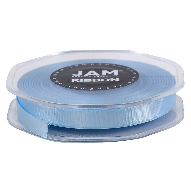 JAM Paper Double Faced Satin Ribbon, Baby Blue (803SALTBU25)