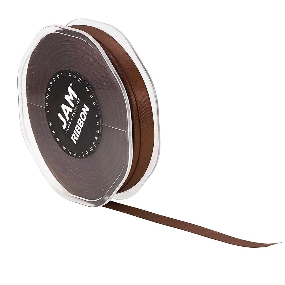 JAM Paper Double Faced Satin Ribbon, Chocolate Brown (803SACHB25)