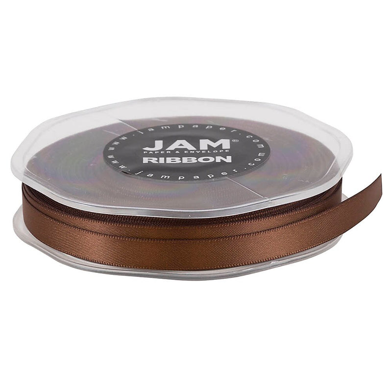 JAM Paper Double Faced Satin Ribbon, Chocolate Brown (803SACHB25)