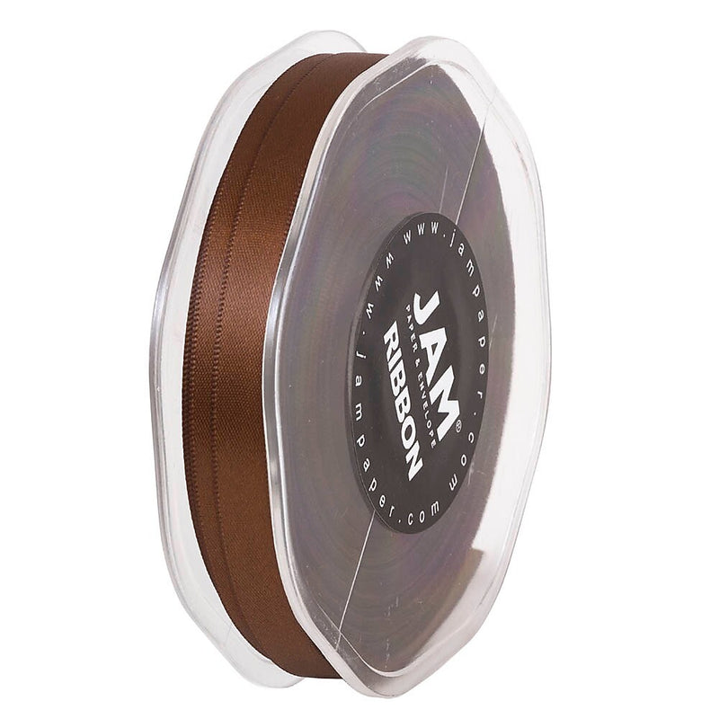 JAM Paper Double Faced Satin Ribbon, Chocolate Brown (803SACHB25)