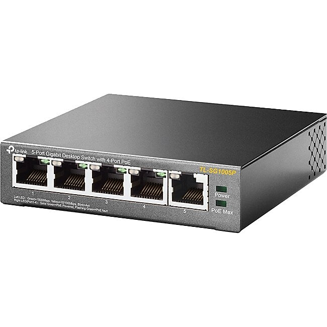 TP-LINK 5-Port Gigabit Desktop Switch with 4-Port PoE (TL-SG1005P)